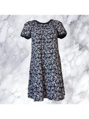 Y2K Emily The Strange Paisley Skull Print Babydoll Mini Dress
